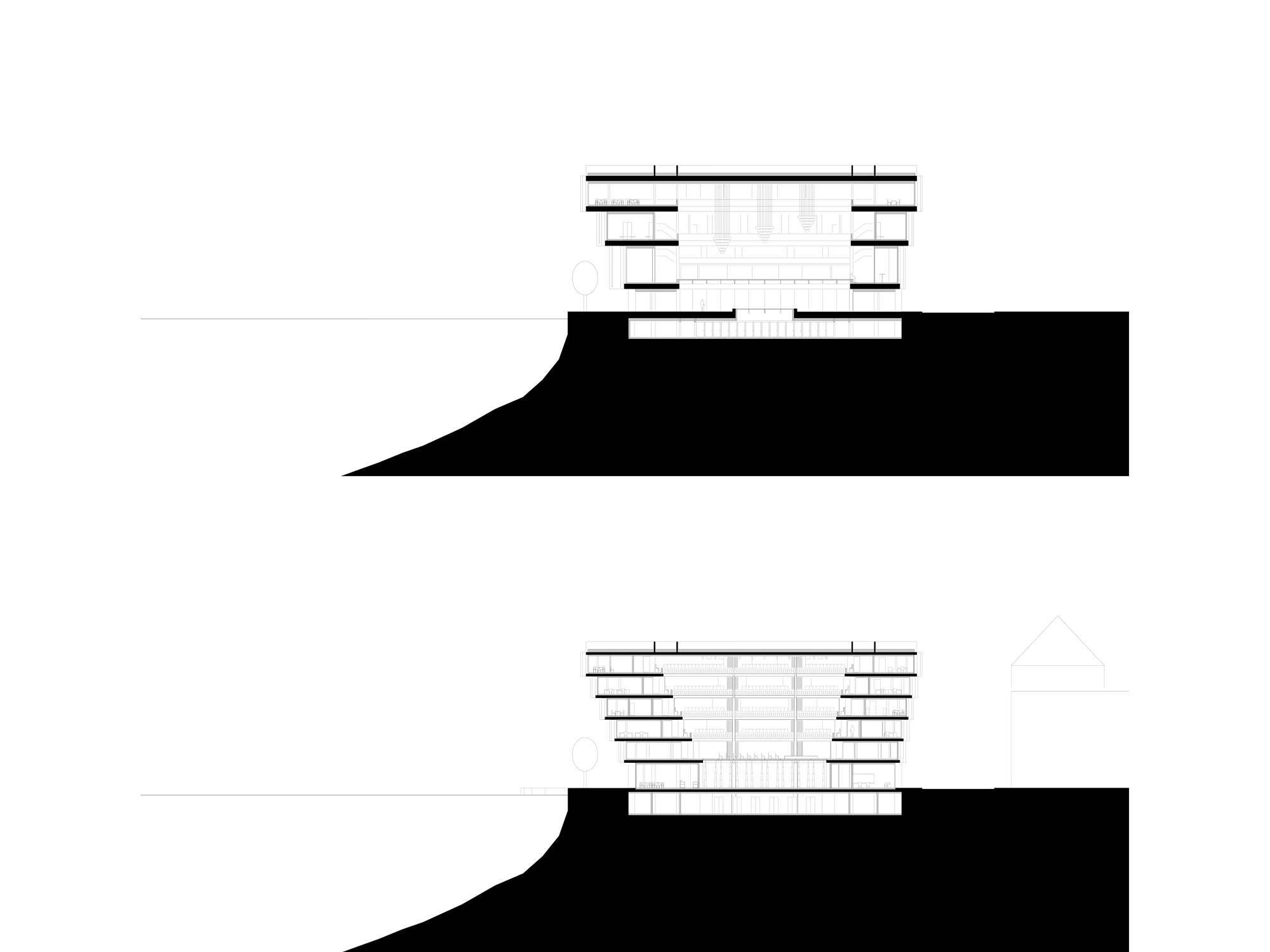 Querschnitt Foyer – Querschnitt kleiner Saal