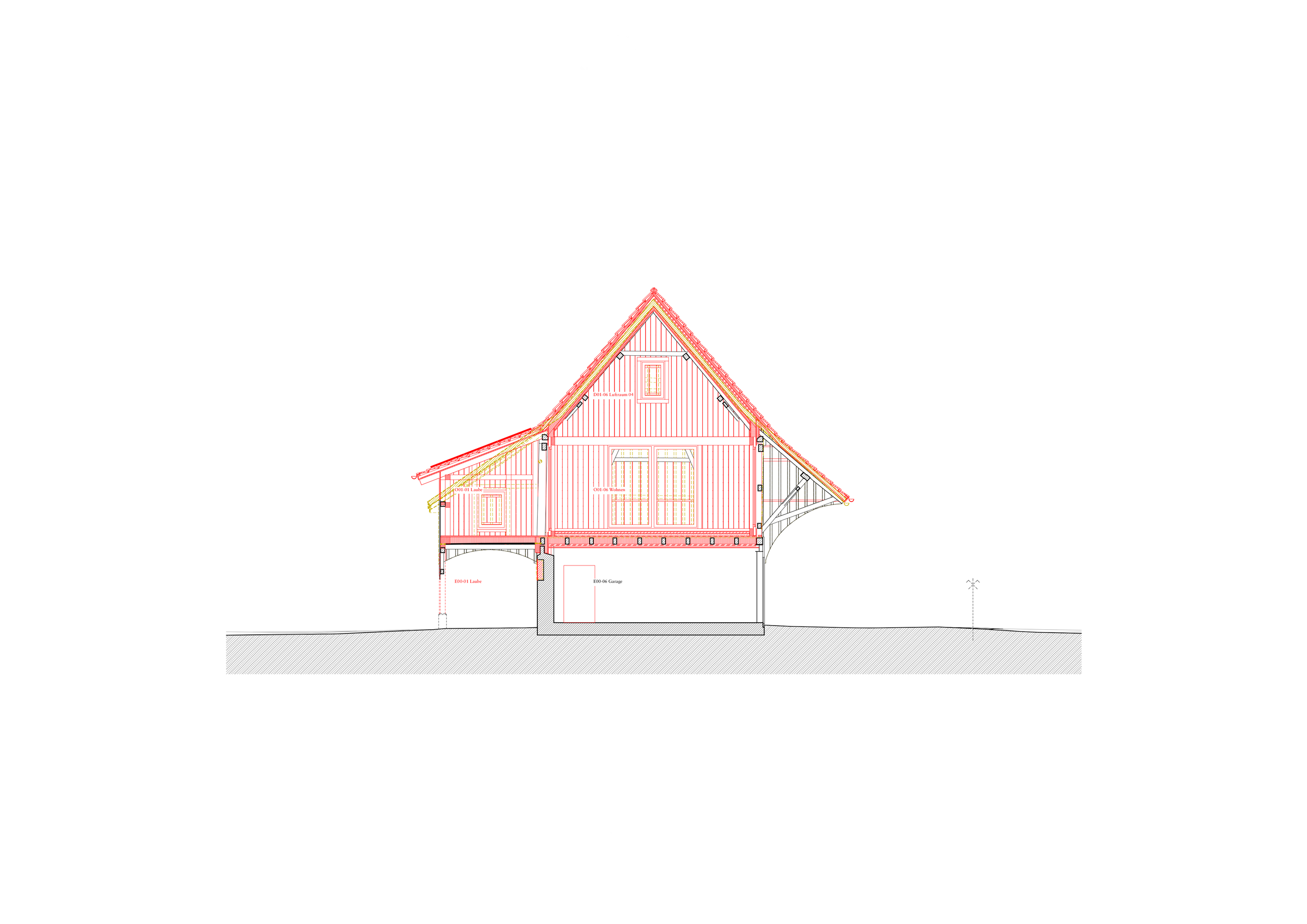 Querschnitt – Lagerraum und Wohnraum