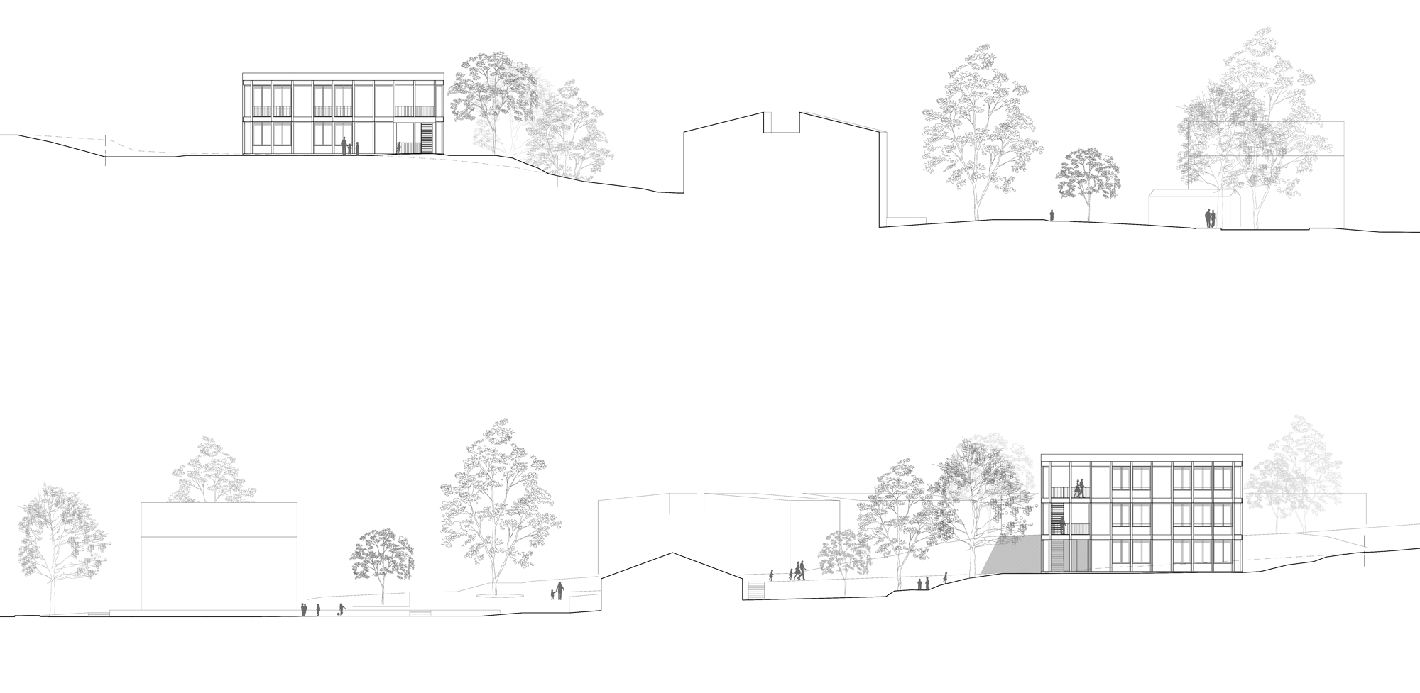 Ostfassade – Westfassade