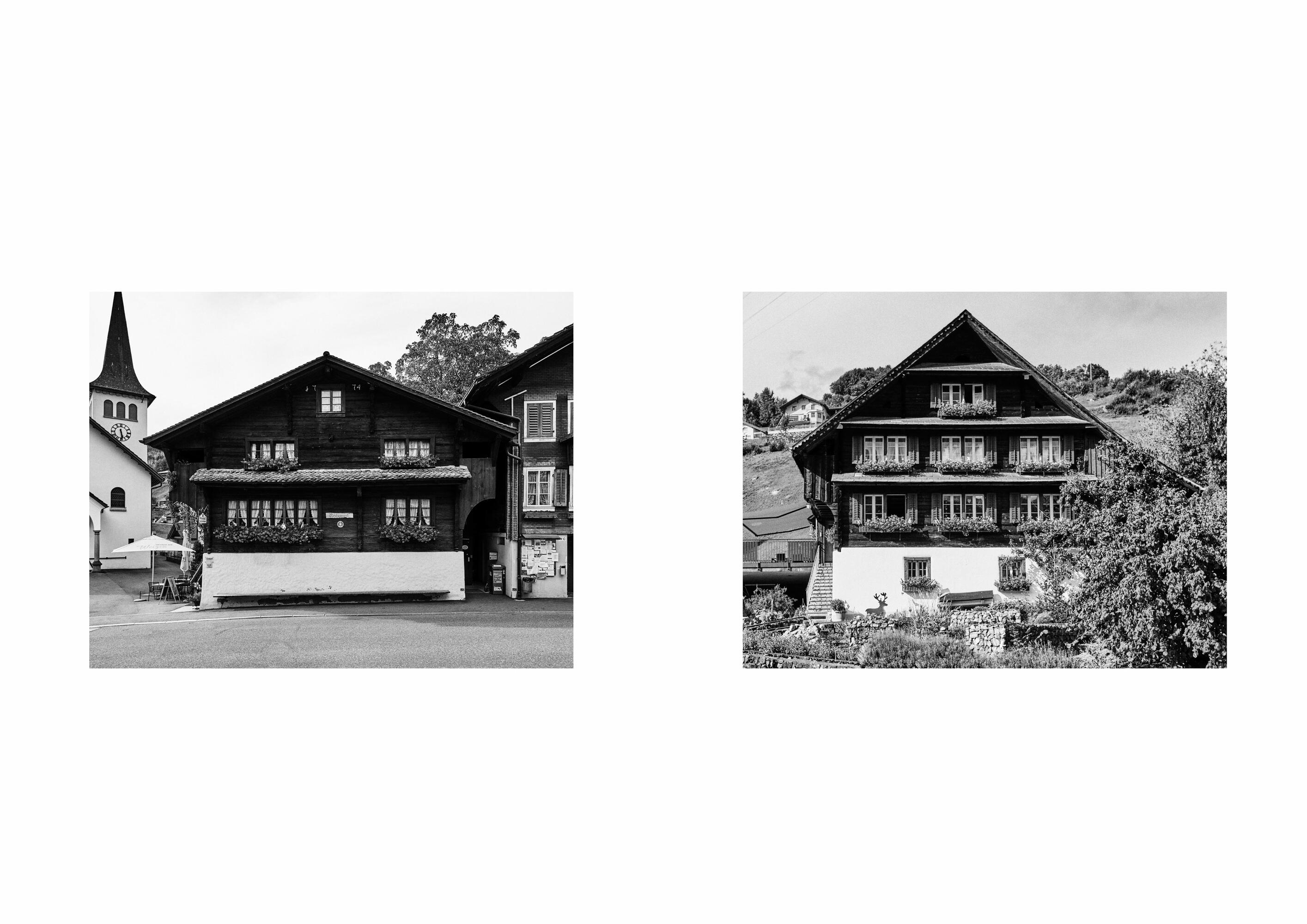 Traditionelle Häuser im Dorf Illgau (Sigristenhaus/Kilchmatthaus)