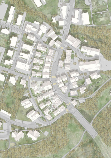 Dachaufsicht mit Umgebung